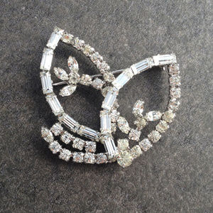 Vintage Sterling and Rhinestone Brooch